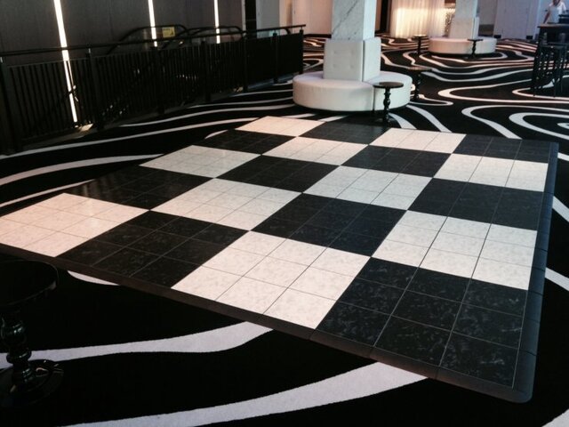Luxury Black & White Marble Checkerboard Dance Floor 15x15   