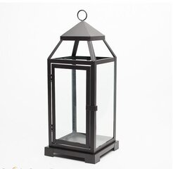 Contemporary Metal Lantern With Clear Glass