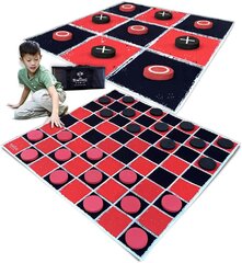 2-in-1 Vintage Giant Checkers & Tic Tac Toe Game