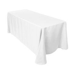 90X132 White Rectangular Polyester Tablecloths 6ft floor length