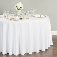 108 Inch White-round Polyester Table Cloth - White