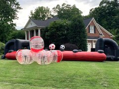 Inflatable knockerball arena with 6 knockerballs
