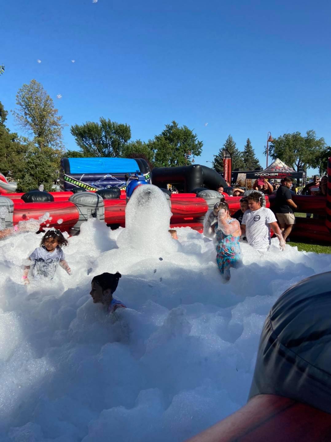 foam party in the inflatable arena