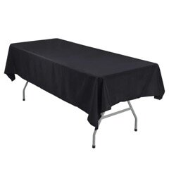 6ft Long Rectangle Table With Polyester Black Table Cloth