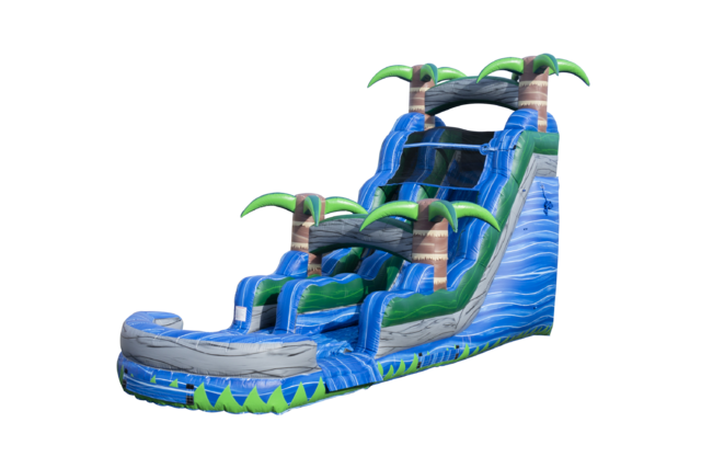 18ft Blue Palm Tree Slide Wet or Dry