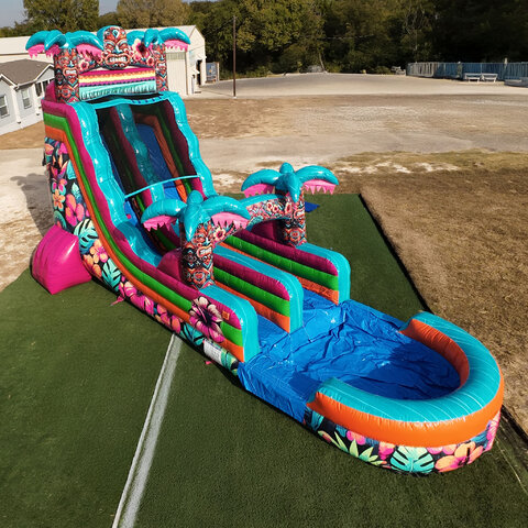 18FT Aloha Splash Hawaiian Hibiscus Single Lane Slide 