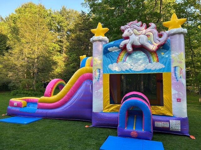 Unicorn Mega Bounce House Combo Wet or Dry 
