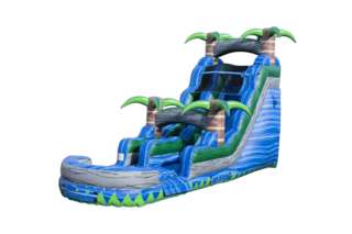 18ft Blue Palm Tree Slide Wet or Dry