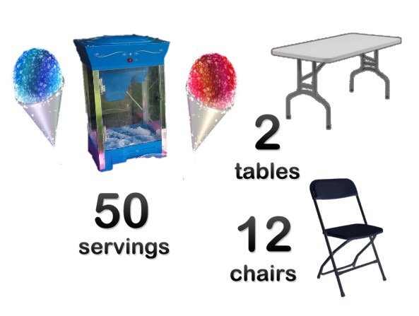 Snow Cone Machine 2 Tables 12 Chairs Bundle