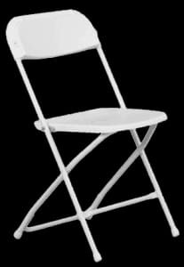 white plastic folding chair