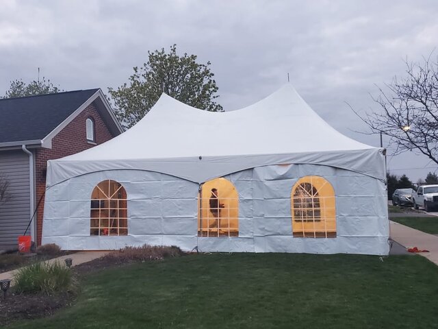 20ft x 40ft high peak frame tent with sidewalls