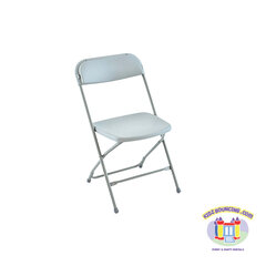 Grey plastic folding chair