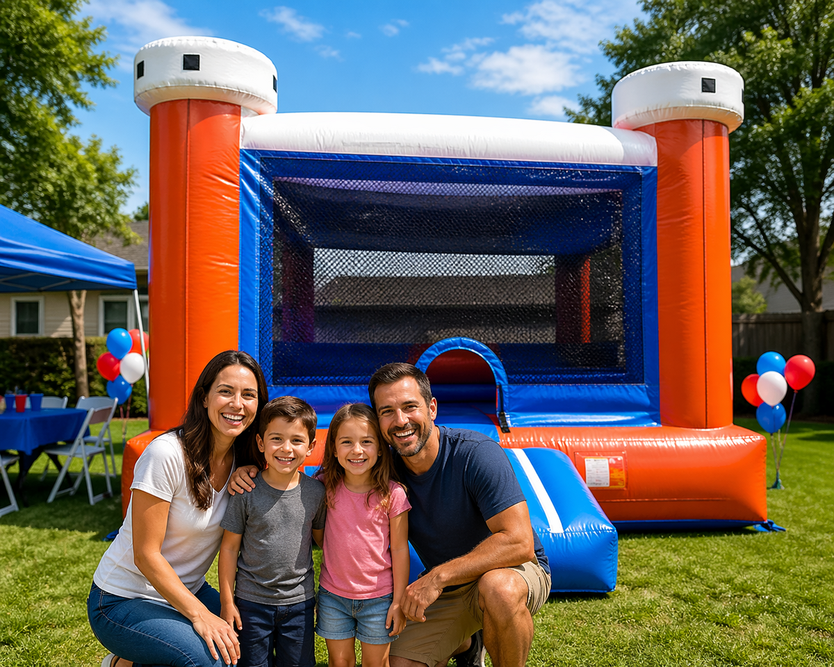 Family enjoying bounce house rental in Huntsville Alabama