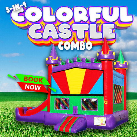 Colorful Castle Combo Bounce House (E21)