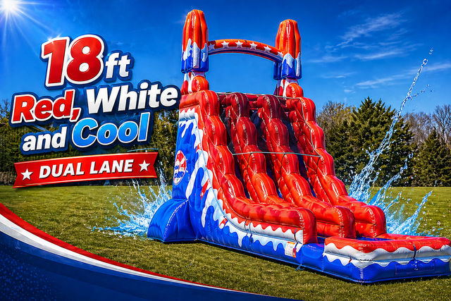 18 Ft Red, White and Cool Dual lane slide