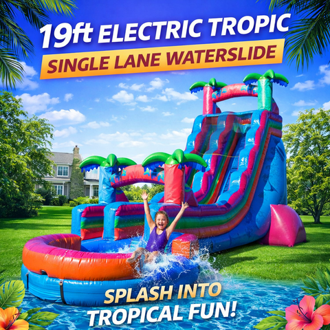 19ft Electric Tropics Single lane Waterslide