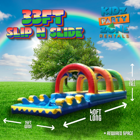 33ft Rainbow Dual Lane Slip and Slide W/Pool