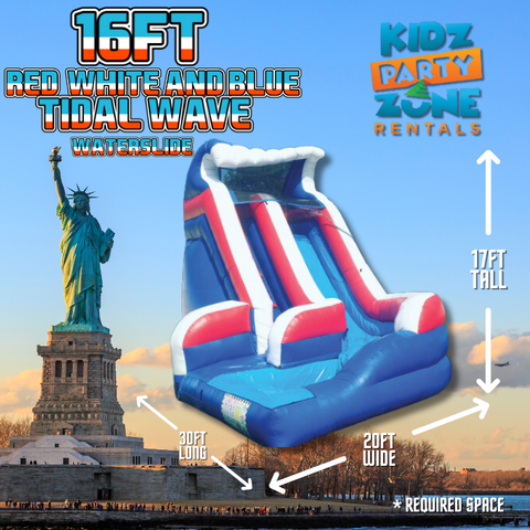 16ft Red white and Blue Tidal Wave Waterslide