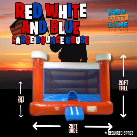 Red, White and Blue Large Bounce House (B32)