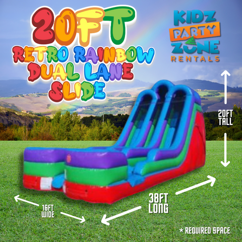 20ft Tall Retro Rainbow Dual Lane Slide