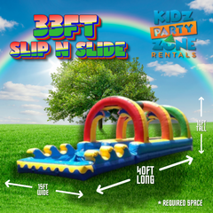 33ft Rainbow Dual Lane Slip and Slide W/Pool