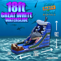 18ft. Great White Single Lane Water Slide W/Splash Pad