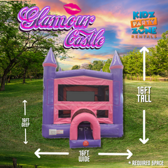 3n1 PInk and Purple Glamour Castle Bounce House