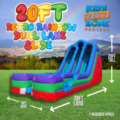20ft Tall Retro Rainbow Dual Lane Slide