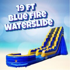 19 ft Blue Fire single lane waterslide with pool