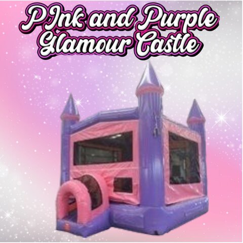 3n1 PInk and Purple Glamour Castle Bounce House