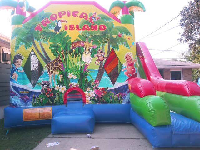 Tropical-Combo- with dry slide and basketball hoop  Unit 60