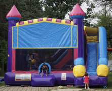 Pink-Castle- with dry slide and basketball hoop 7-N-1 Unit  D