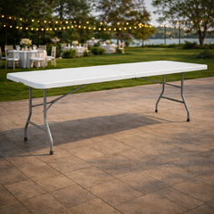 8 Ft White Rectangular Table