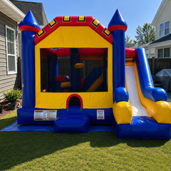 Blue Castle Bounce House with Slide Rental – Unit R