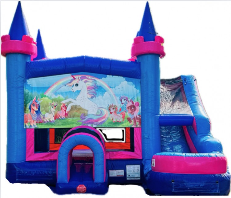 XL Magical Unicorn Bounce House W/ Slide (Wet or Dry)