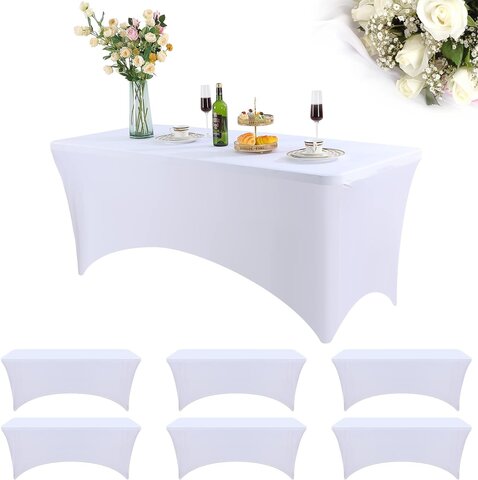 Tablecloth 8 Foot (Rectangle)(White)(Spandex)