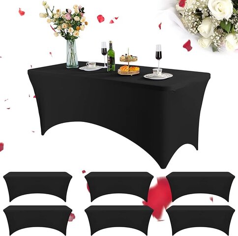 Tablecloth 8 Foot (Rectangle)(Black)(Spandex)