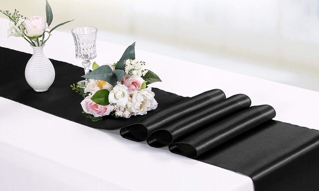 Satin Table Runner Black 12 x 108 inches Long