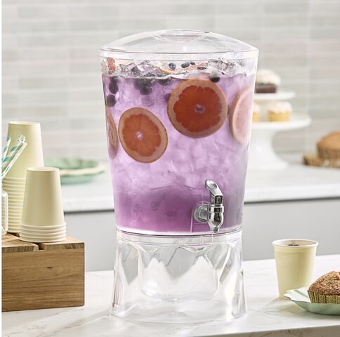 3 Gallon Acrylic Sculptured Beverage Dispenser with Ice Chamber