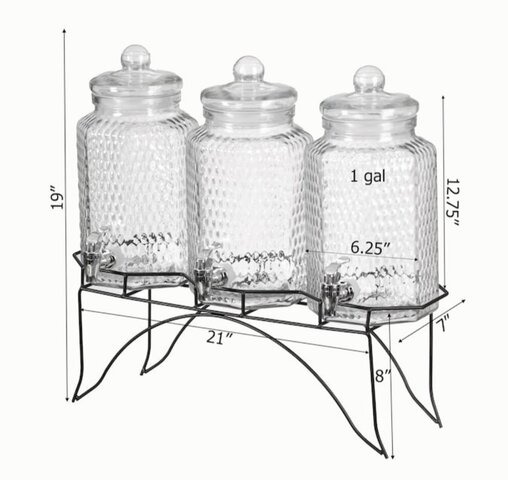 3-Piece Glass Drink Dispenser 