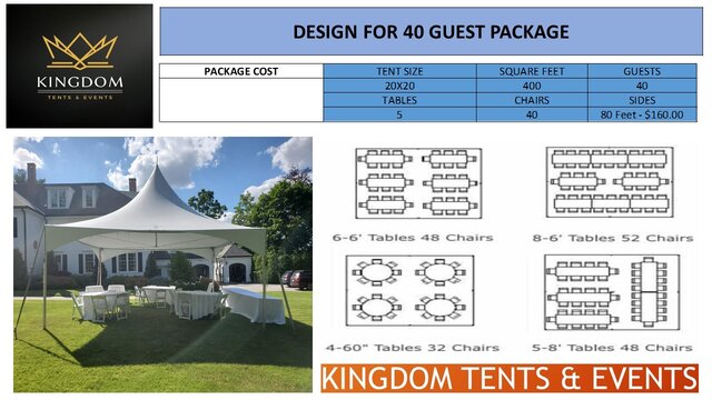 40 Person Event Package (20' Wide Tent)