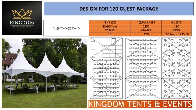 120 Person Event Package (20' Wide Tent)