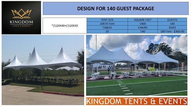 140 Person Event Package (20' Wide Tent)