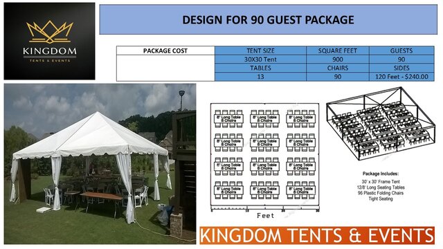 90 Person Event Package (30' Wide Tent)