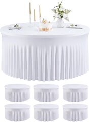 Tablecloth 5 Foot (Round)(White)(Spandex) - White 60 inch Round Spandex Tablecloth for 5FOOT Round Table