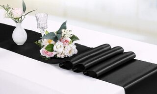 Satin Table Runner Black 12 x 108 inches Long, Table Runners for Wedding, Birthday Parties, Banquets Decorations