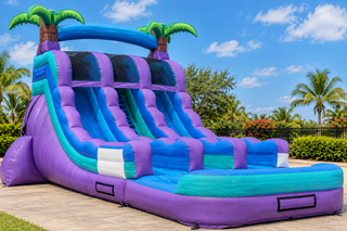 Purple Palm Tree Double Lane Slide