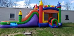 Combo Mega Rainbow Bounce House W Dry/Water Slide