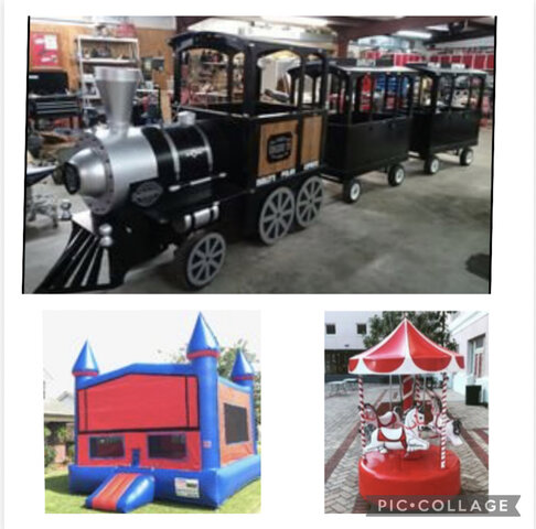 Large Bounce House, Train And Carousel 