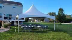 20X20 HIGH PEAK FRAME TENT PKG (includes 36 Chairs/6 -6ft tables)